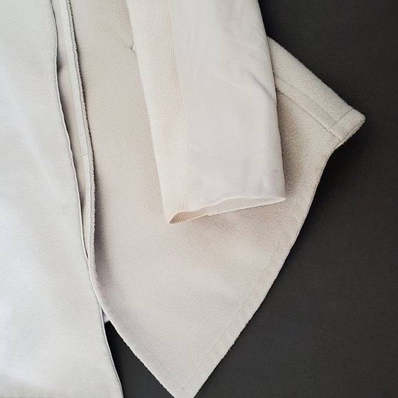 Vince Ivory White Leather Trim Wool Blend Drape Open Front Jacket - Picture 6 of 12